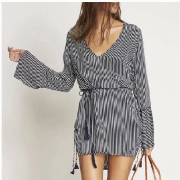 Faithfull the Brand Neroli Blue White Striped Loose Preppy Tunic Dress Women's 4 - Picture 1 of 9